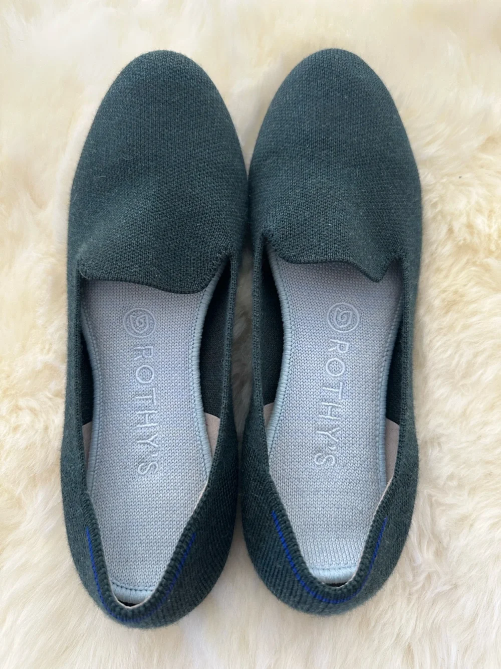 Rothy’s The Loafer Merino Wool Blend Forest Green Knit Flats Women’s 8